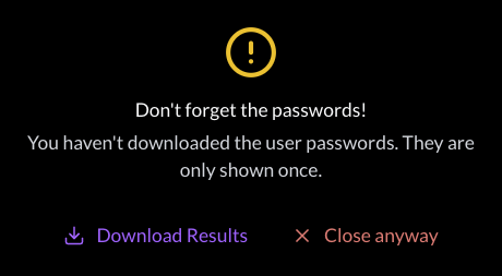 Password confirmation dialog for downloading credentials