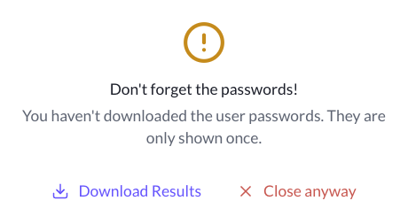 Password confirmation dialog for downloading credentials