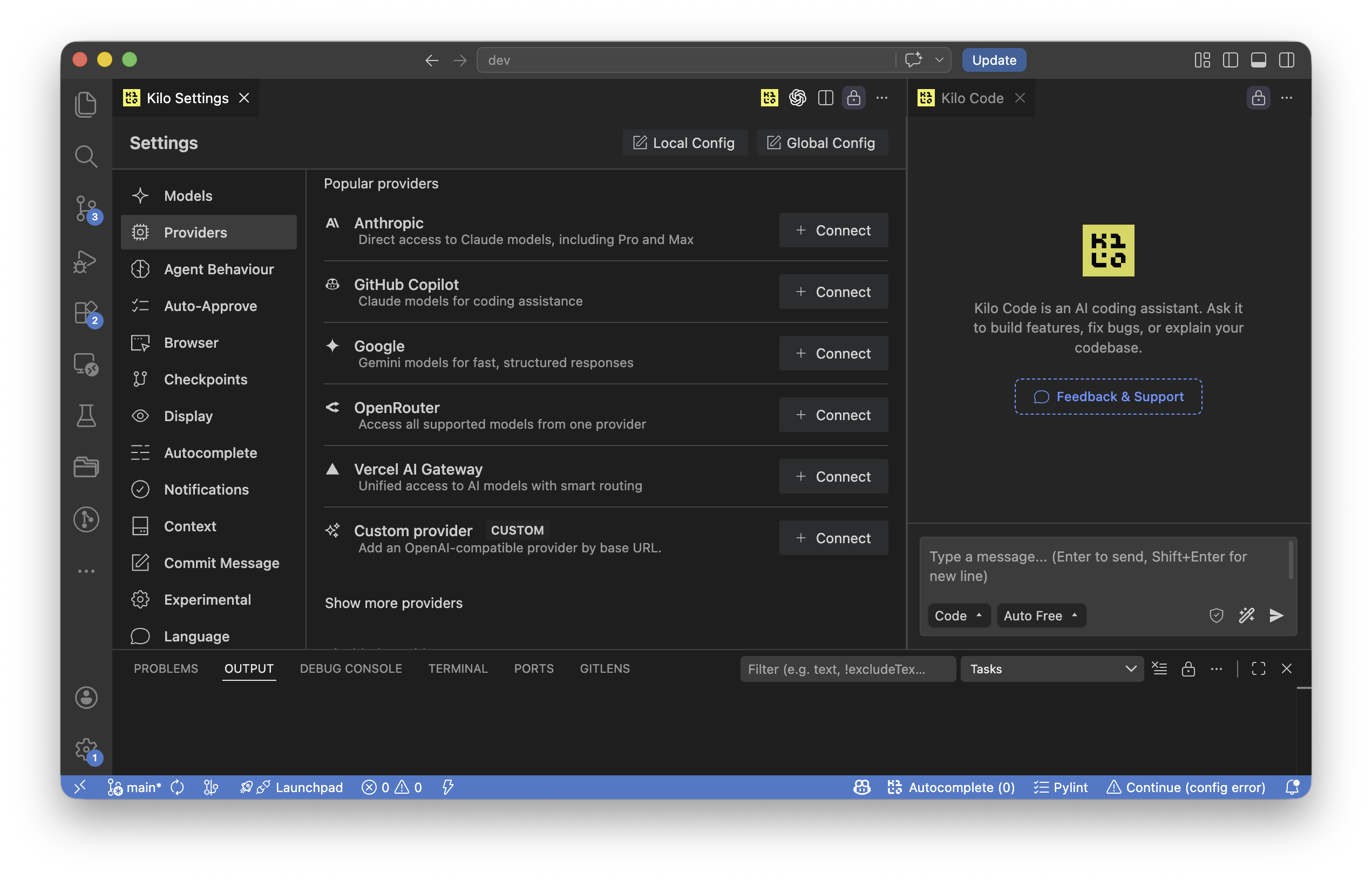 Kilo Code Extension - Configure Provider